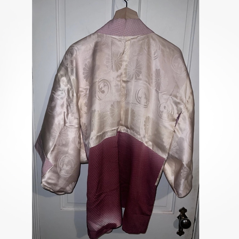 Vintage Haori Pink Ombré Reversible Satin Kimono Jacket fairy Robe S M L - Picture 7 of 14